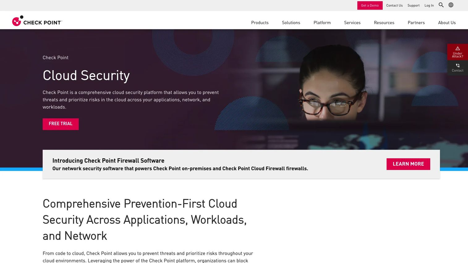 Check Point CloudGuard cloud security platform homepage