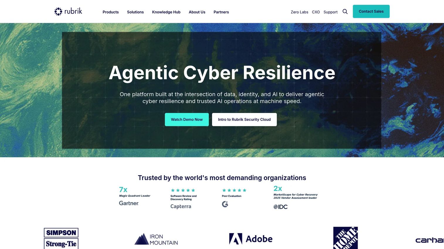 Rubrik cloud data security and cyber recovery dashboard