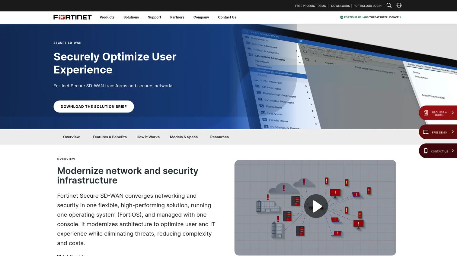 FortiGate SD-WAN homepage screenshot