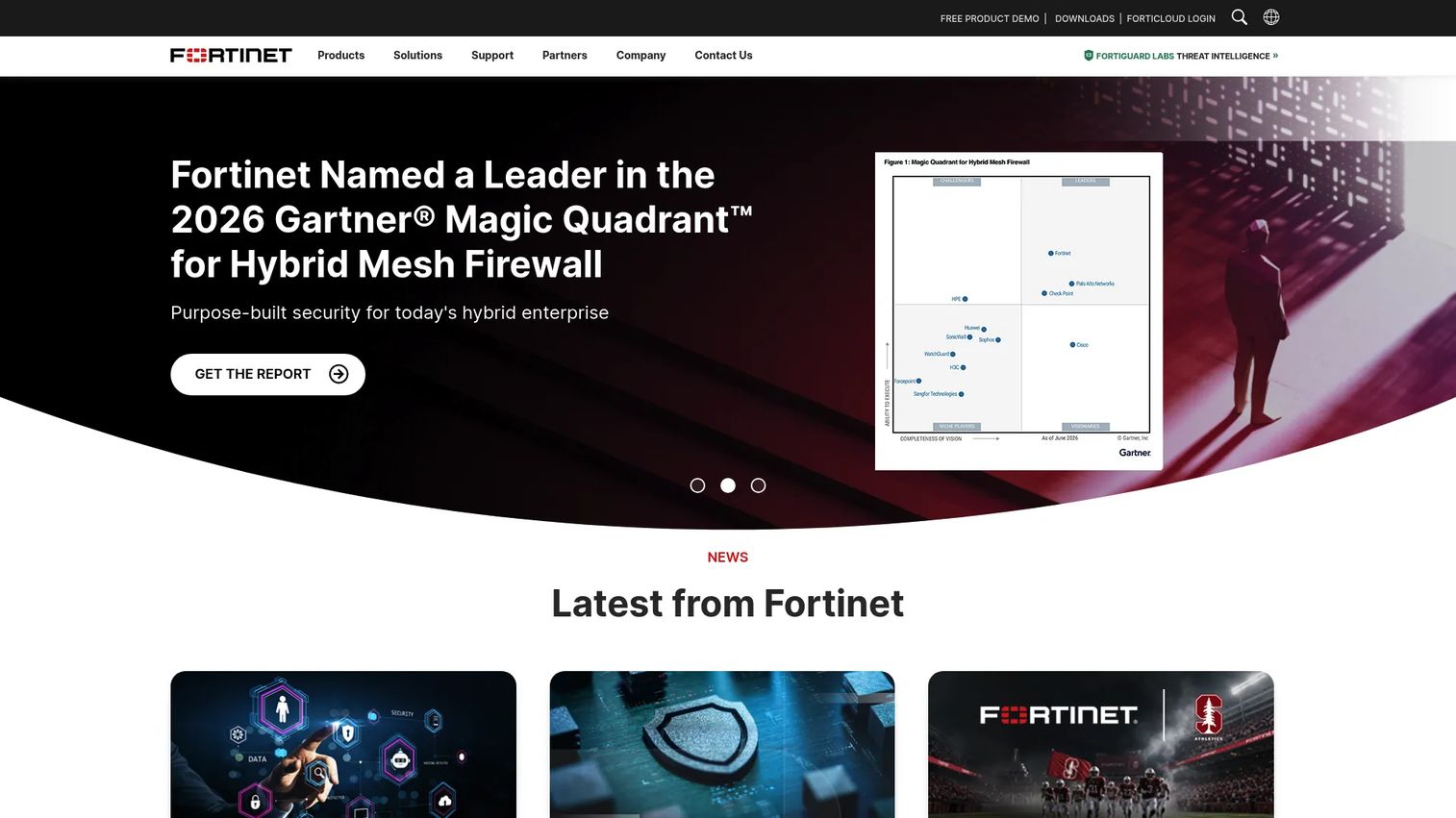 Fortinet FortiGate firewall appliance and network security management interface.