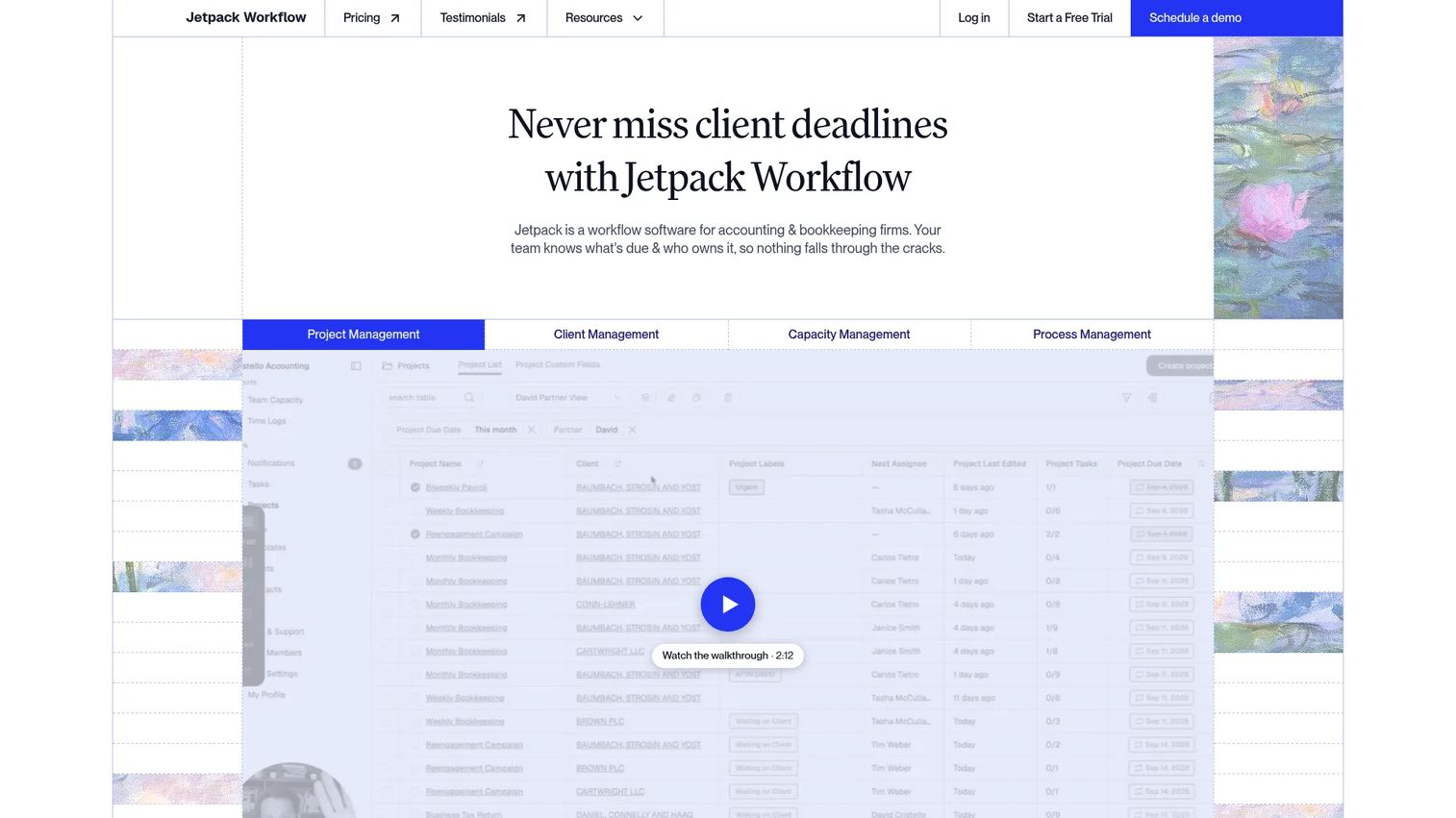 Jetpack Workflow recurring accounting job dashboard.