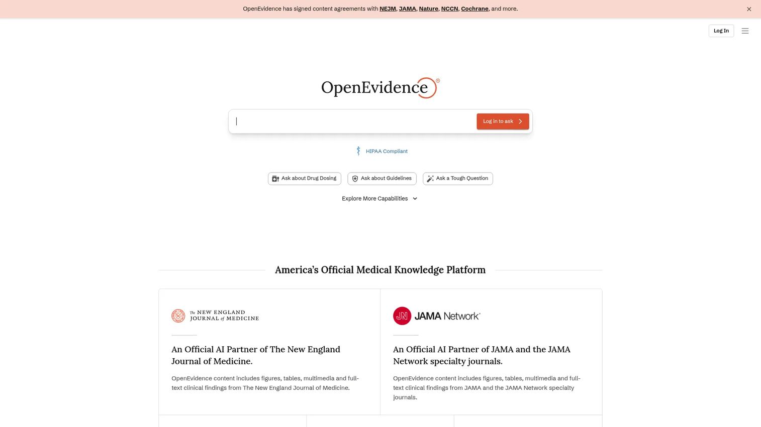 OpenEvidence AI-assisted clinical evidence retrieval interface
