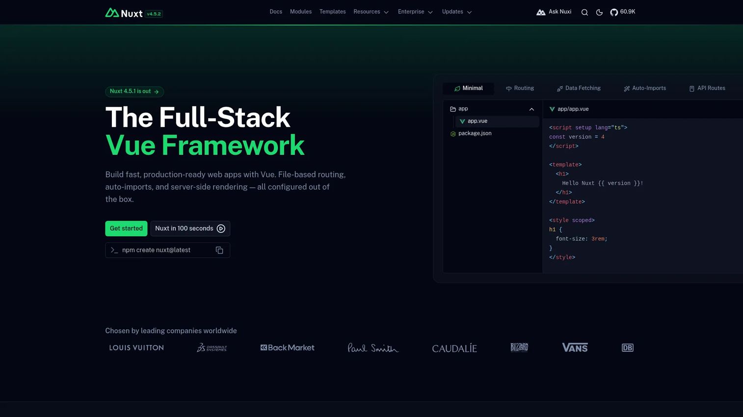 Nuxt homepage screenshot