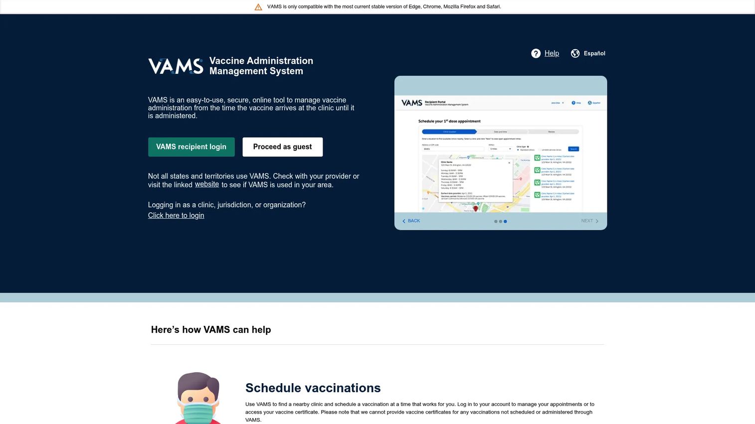 Vaccine Administration Management System for clinic scheduling, administration, and inventory