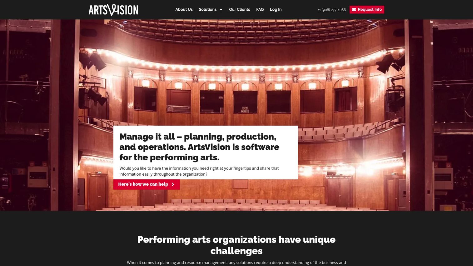 ArtsVision theater management software dashboard