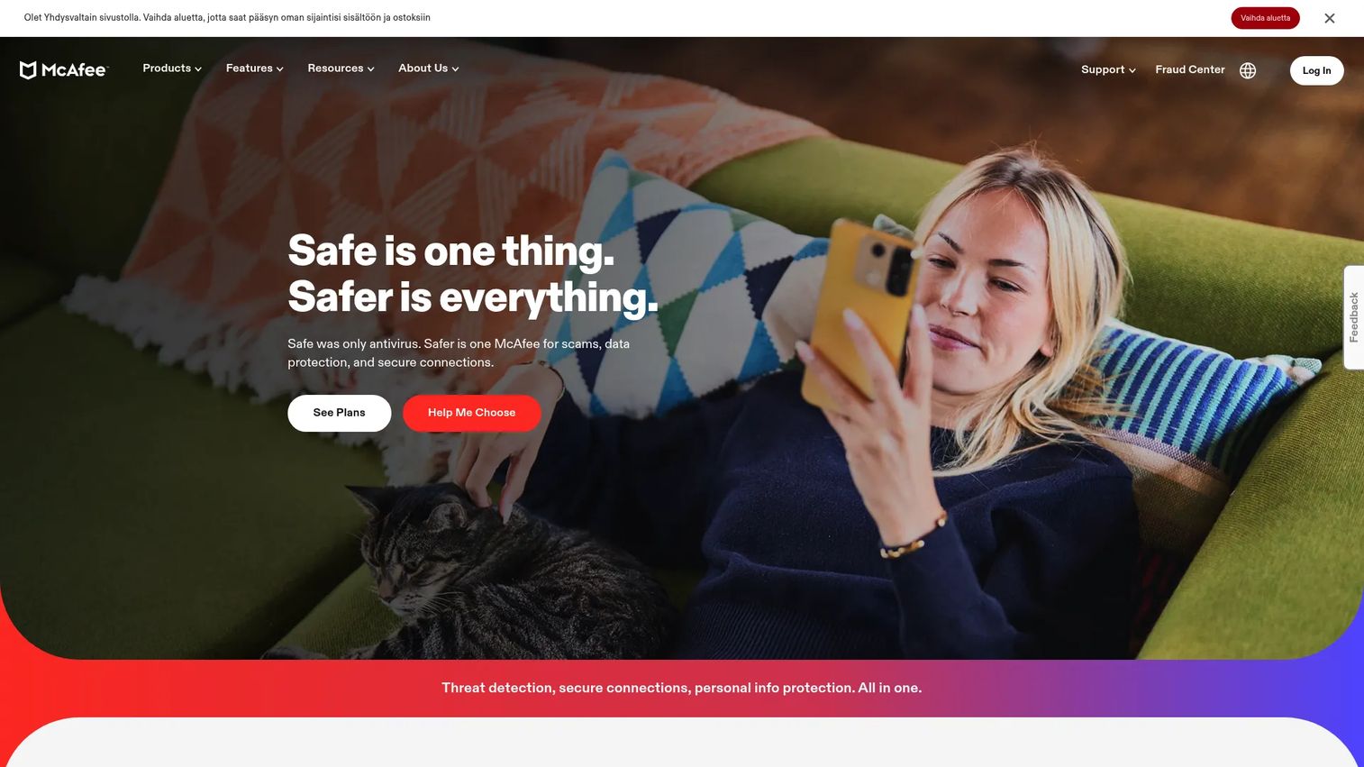McAfee+ security software dashboard with antivirus and privacy protection.