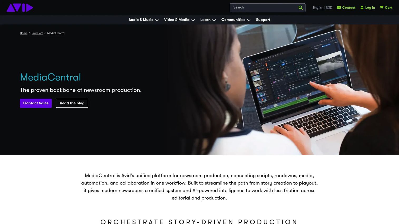 Avid MediaCentral broadcast newsroom platform