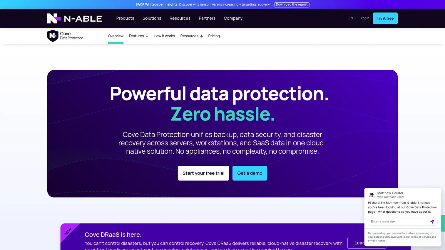 N-able Cove Data Protection backup status dashboard