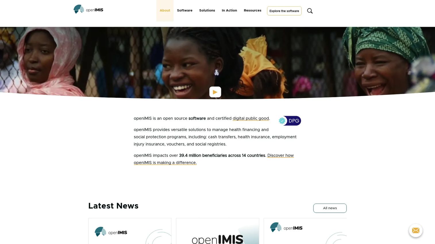 OpenIMIS open-source health financing software homepage
