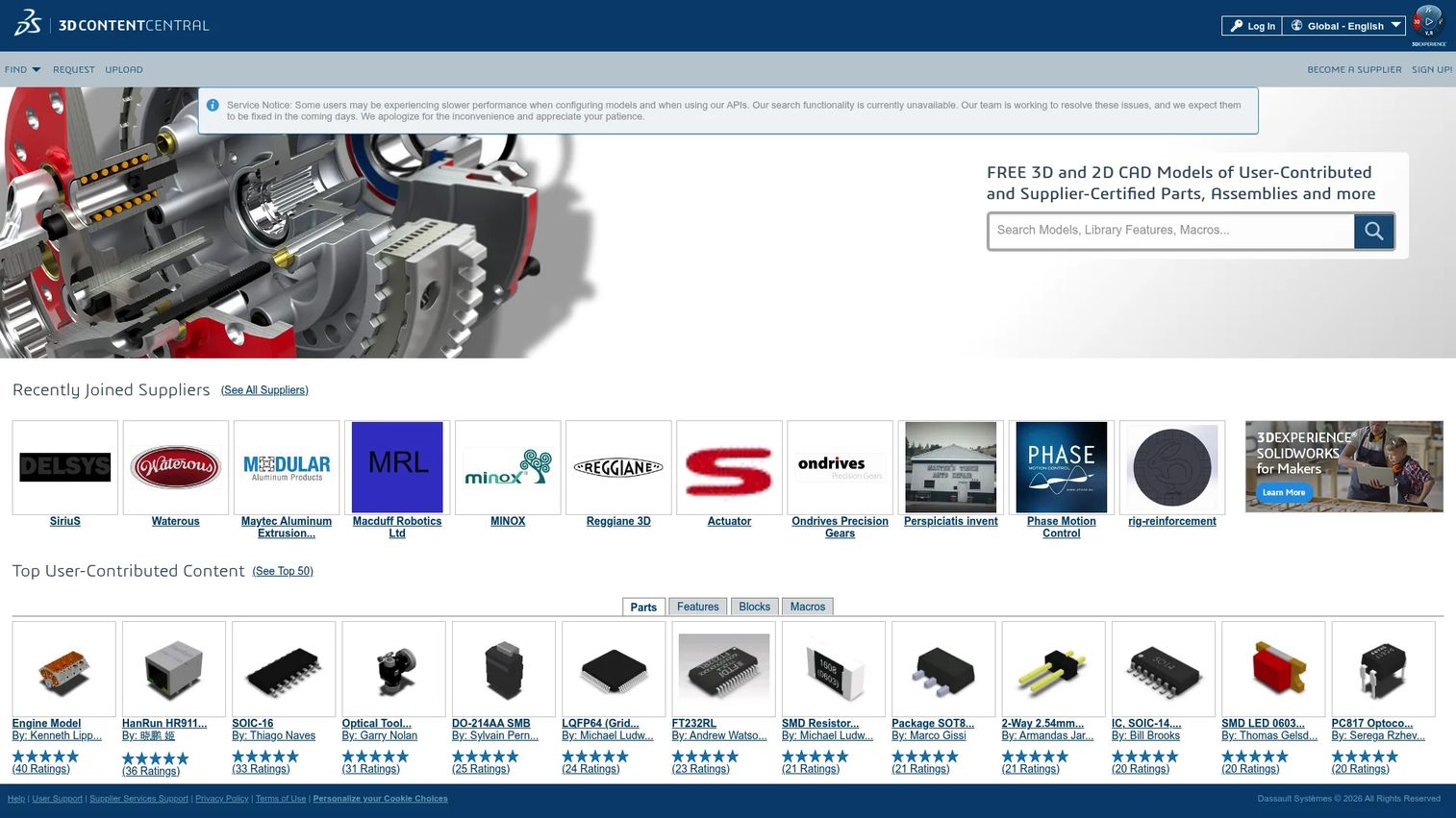 3D ContentCentral CAD model catalog with supplier parts