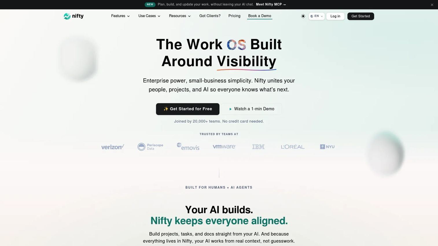 Nifty roadmap, milestone, and project collaboration view