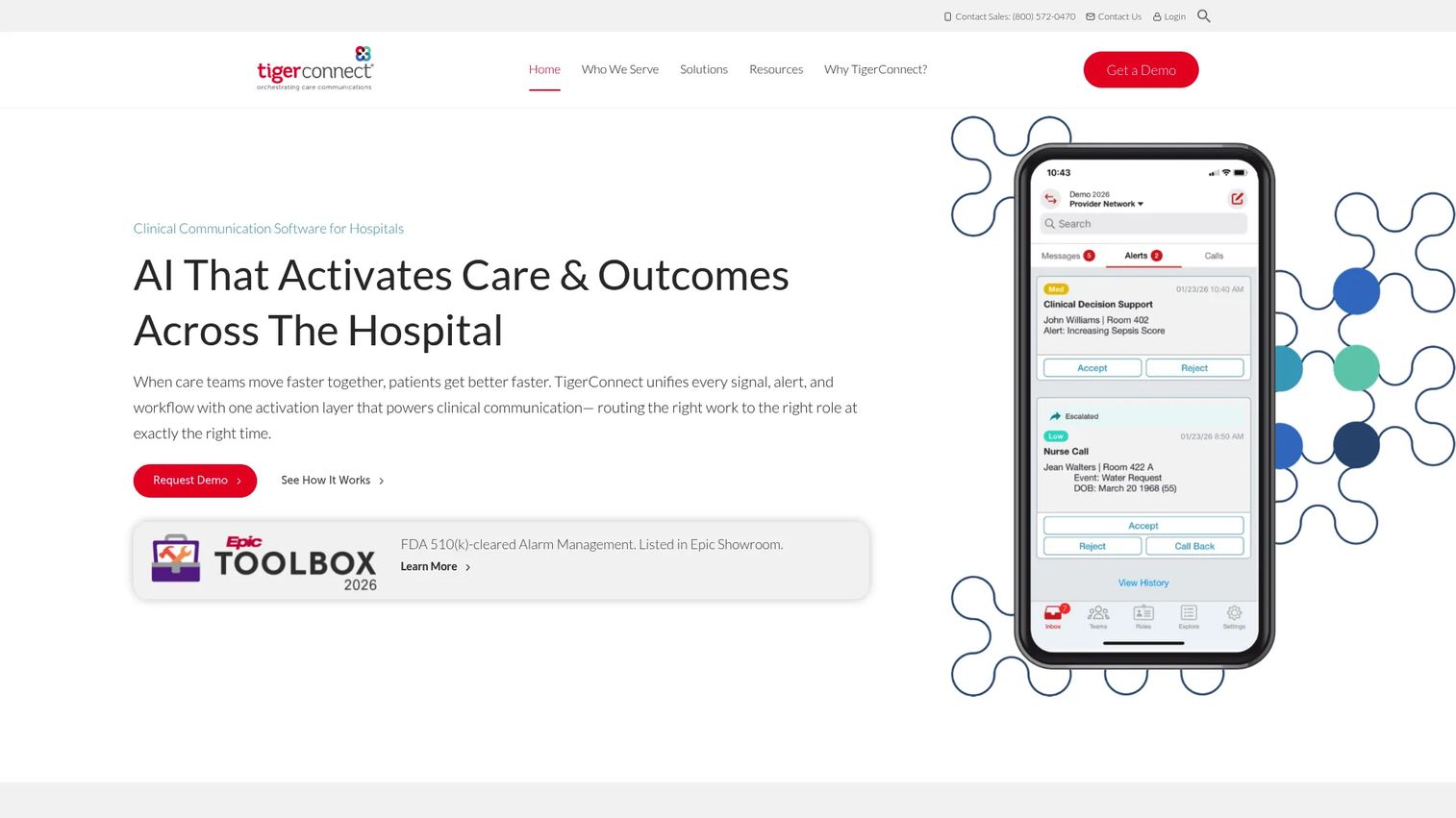 TigerConnect Clinical Collaboration Platform secure messaging interface for care teams