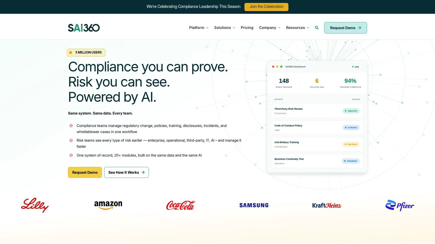 SAI360 regulatory change management and compliance workflow platform