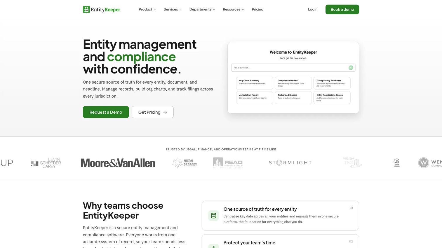 EntityKeeper entity management and compliance dashboard