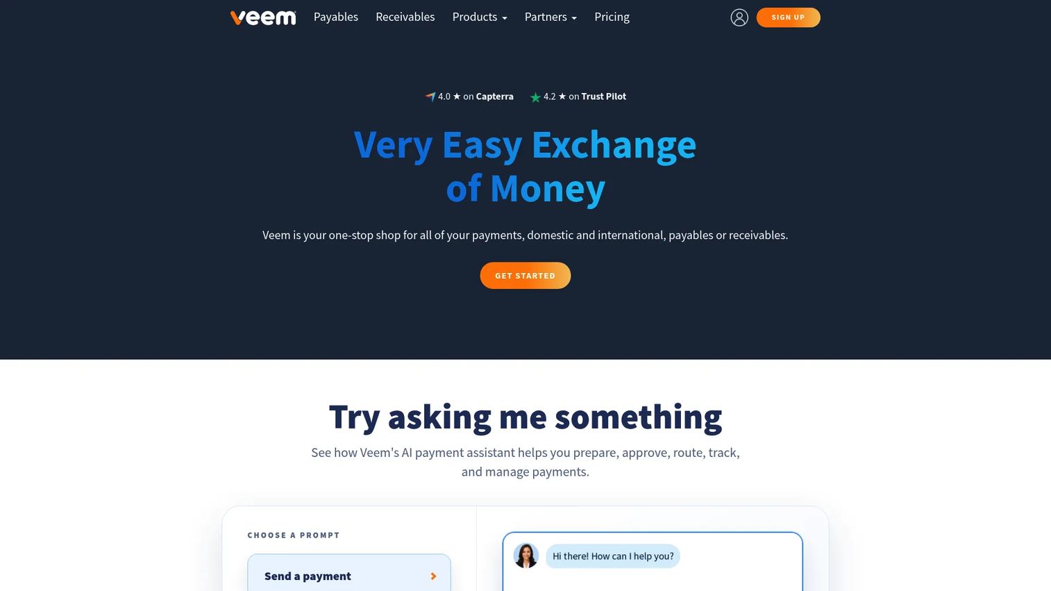 Veem business cross-border payments platform homepage