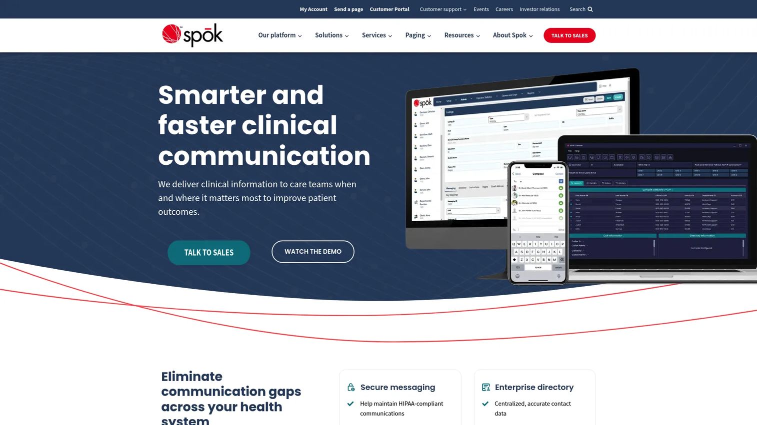 Spok healthcare communication platform for enterprise clinical coordination
