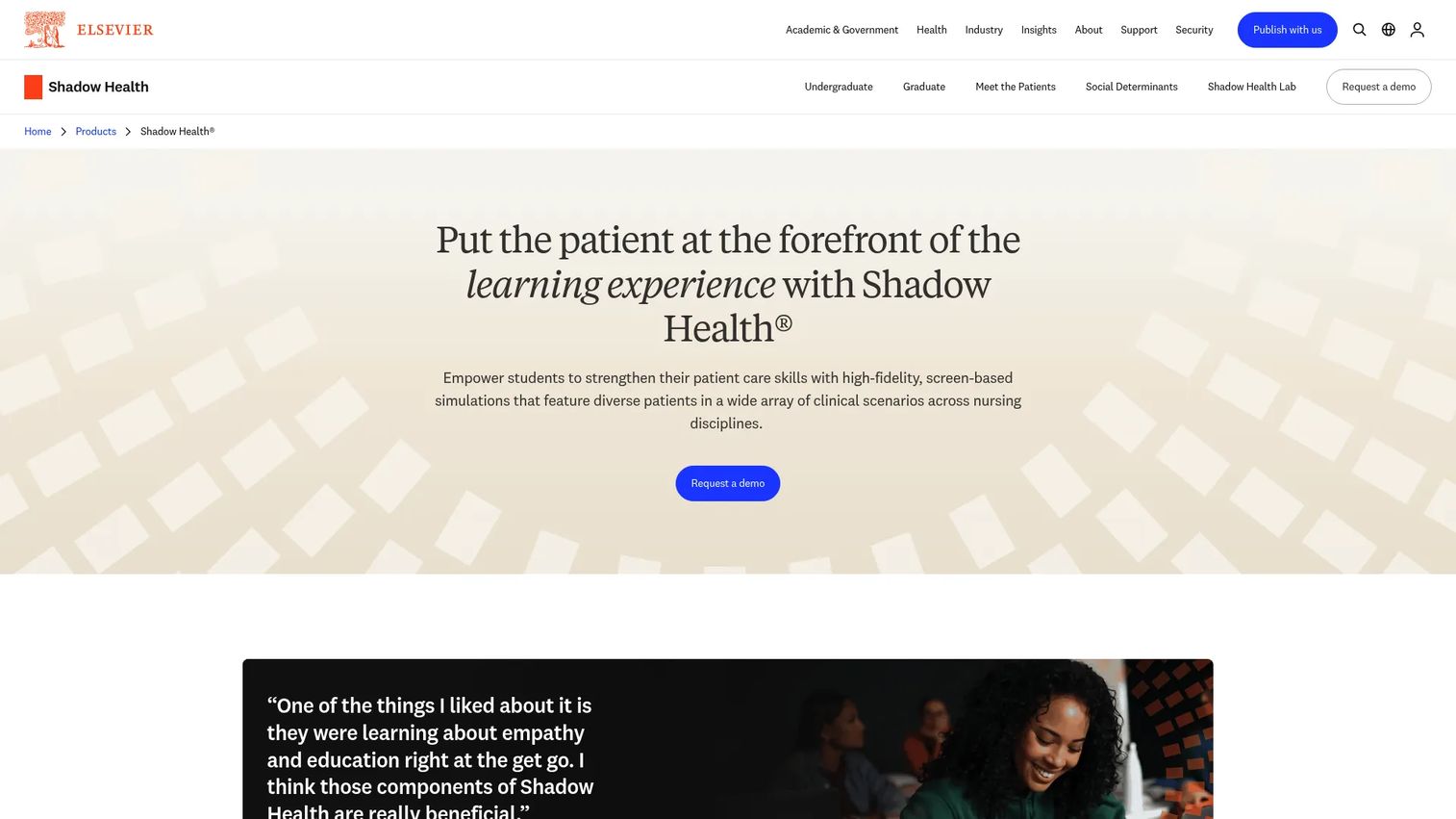 Shadow Health digital standardized patient assessment interface