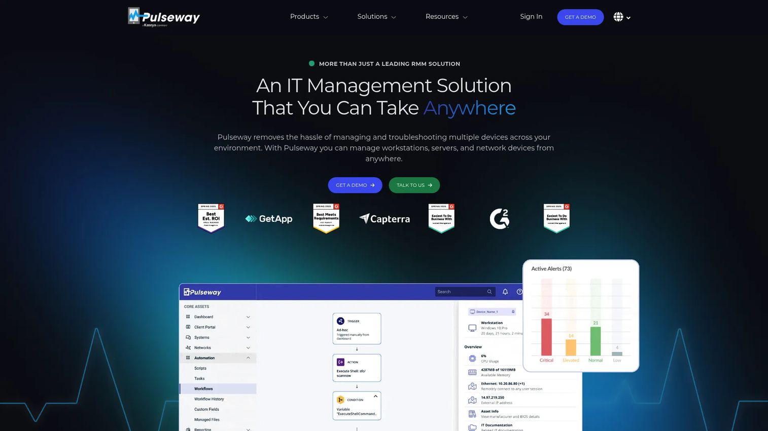 Pulseway homepage screenshot