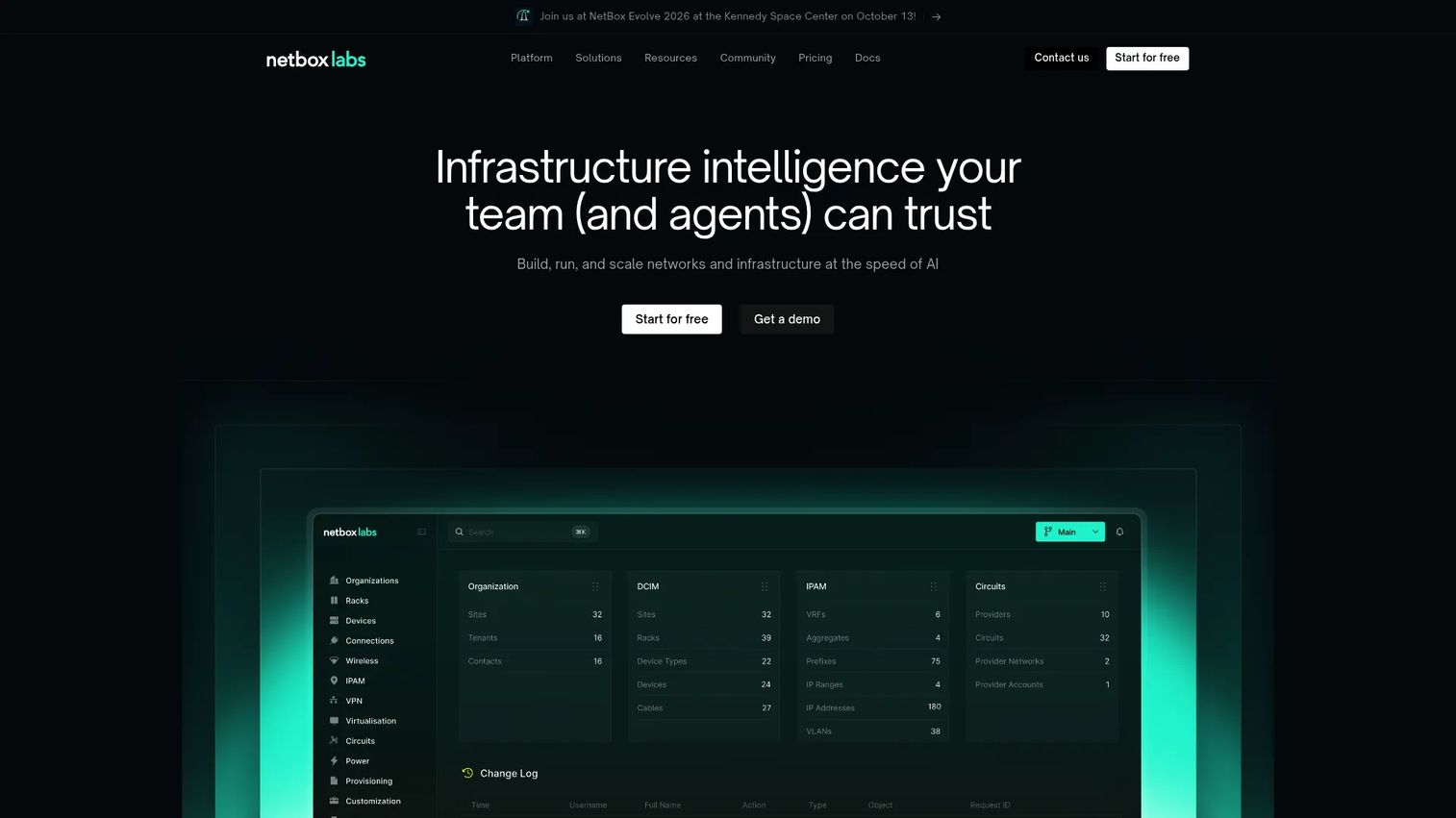 NetBox open source infrastructure source of truth with racks and network topology