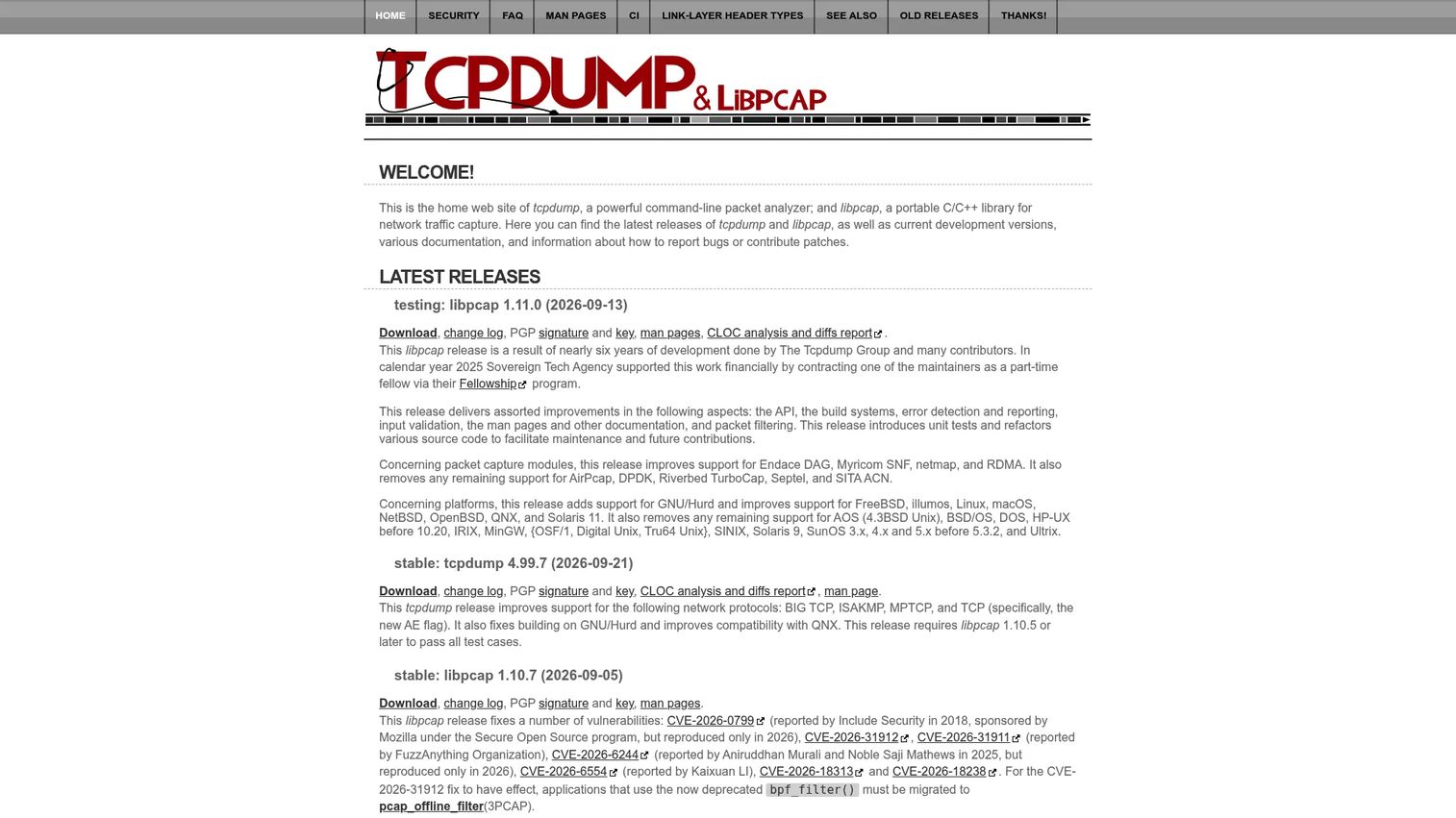 Tcpdump command-line packet capture on a network interface