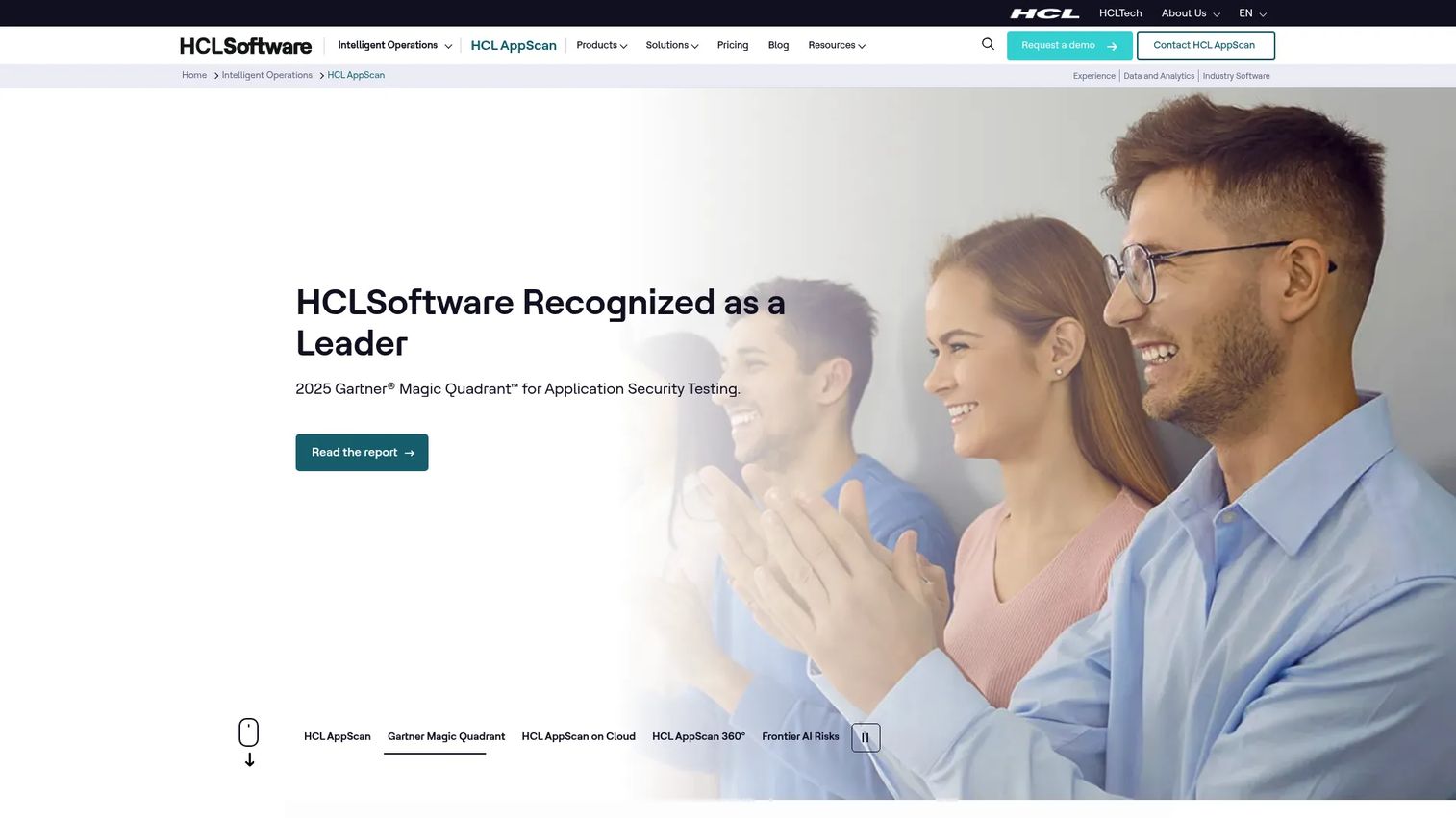 HCL AppScan application security testing dashboard