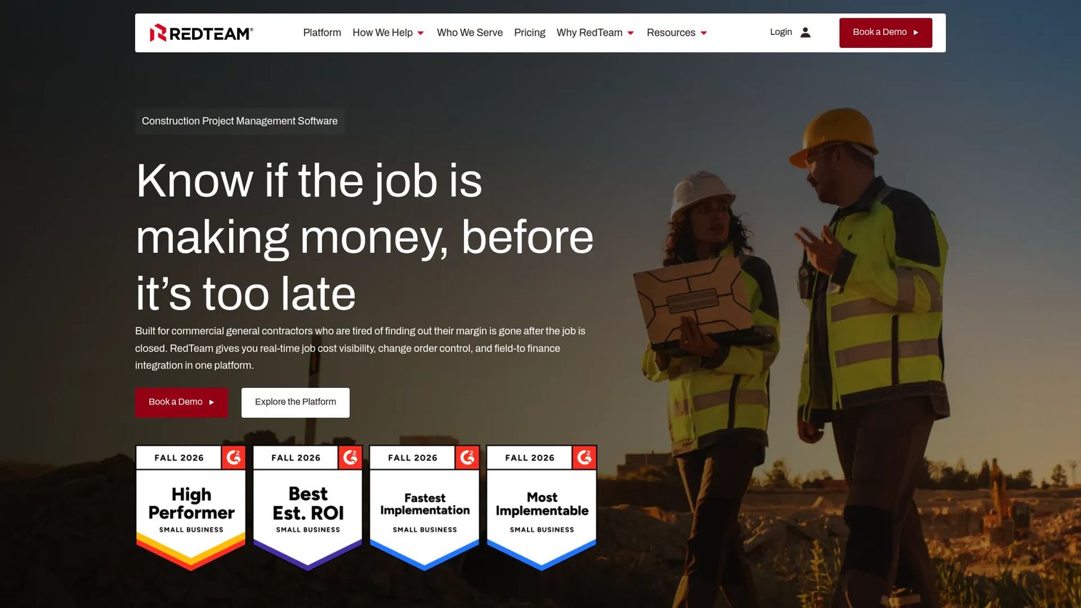 RedTeam construction management software homepage