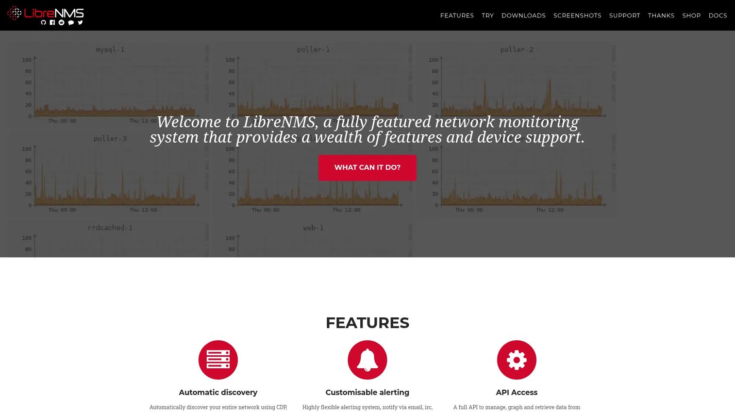 LibreNMS network monitoring dashboard
