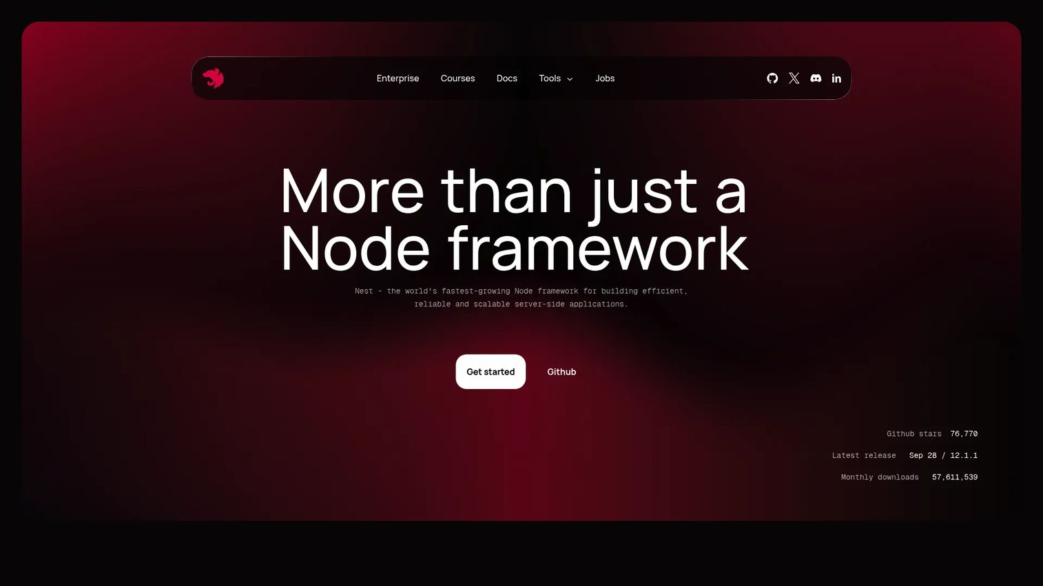 NestJS homepage screenshot