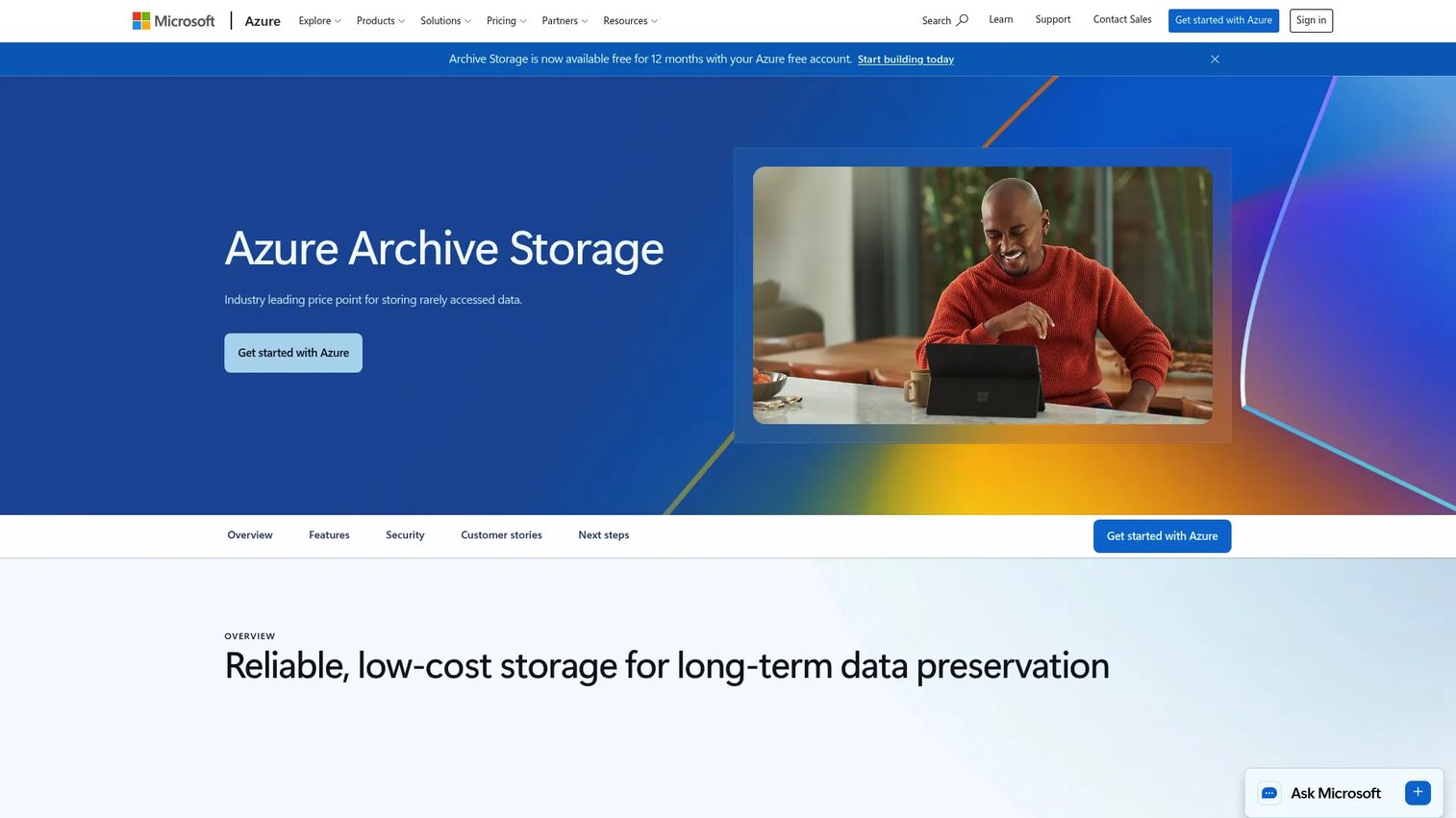 Microsoft Azure Archive Storage tier within Azure Blob Storage