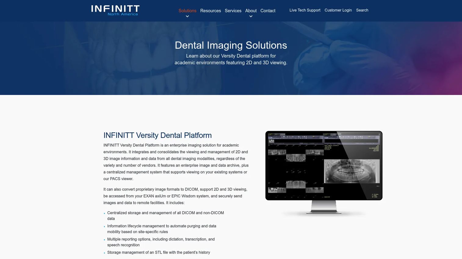 INFINITT Versity Dental Platform dental imaging interface