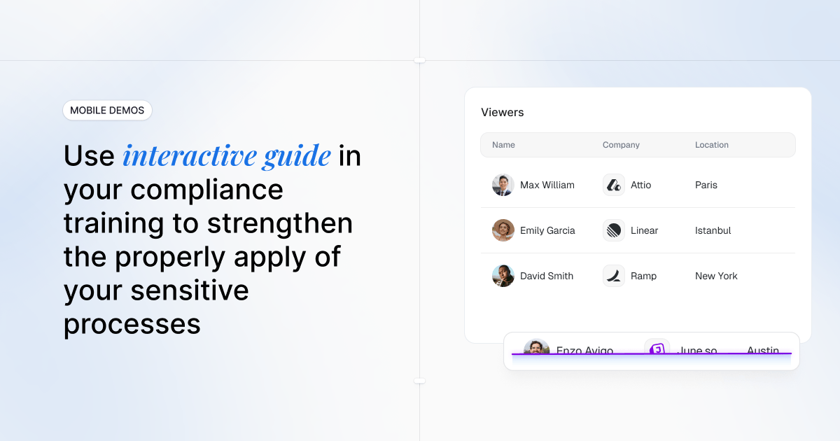 Use interactive guides in your compliance training to strengthen the properly apply of your sensitive processes.