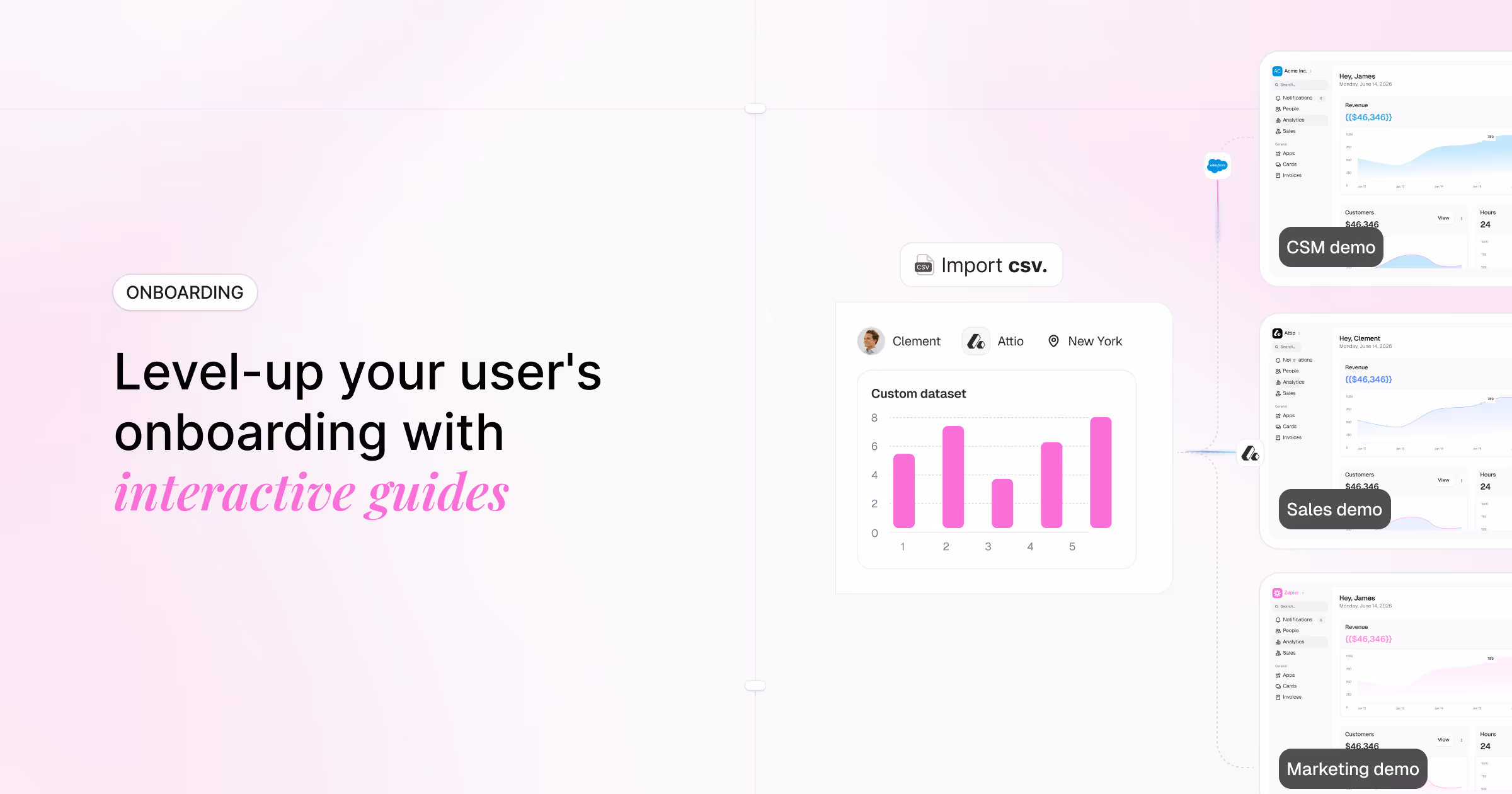 Level-up your users' onboarding with interactive guides to boost their completion rate.