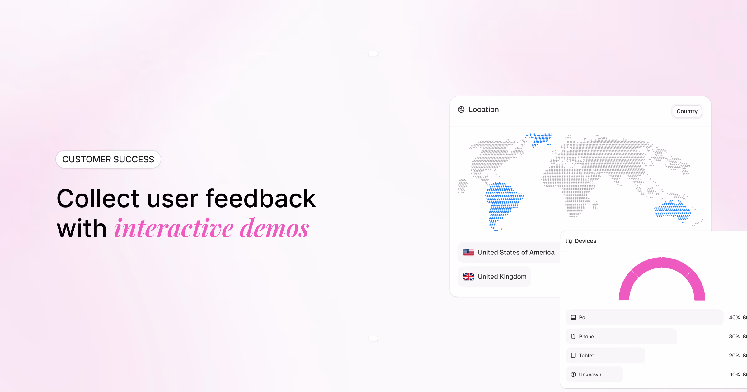 Collect users' feedback with interactive demos to boost the user experience of your product.